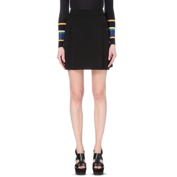 Whistles Daphne Black Crepe Mini Skirt - Picture 2 of 16